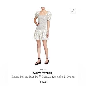 Tanya Taylor Smoked Polka Dot luxury Summer Casual Eden Mini Dress Size M